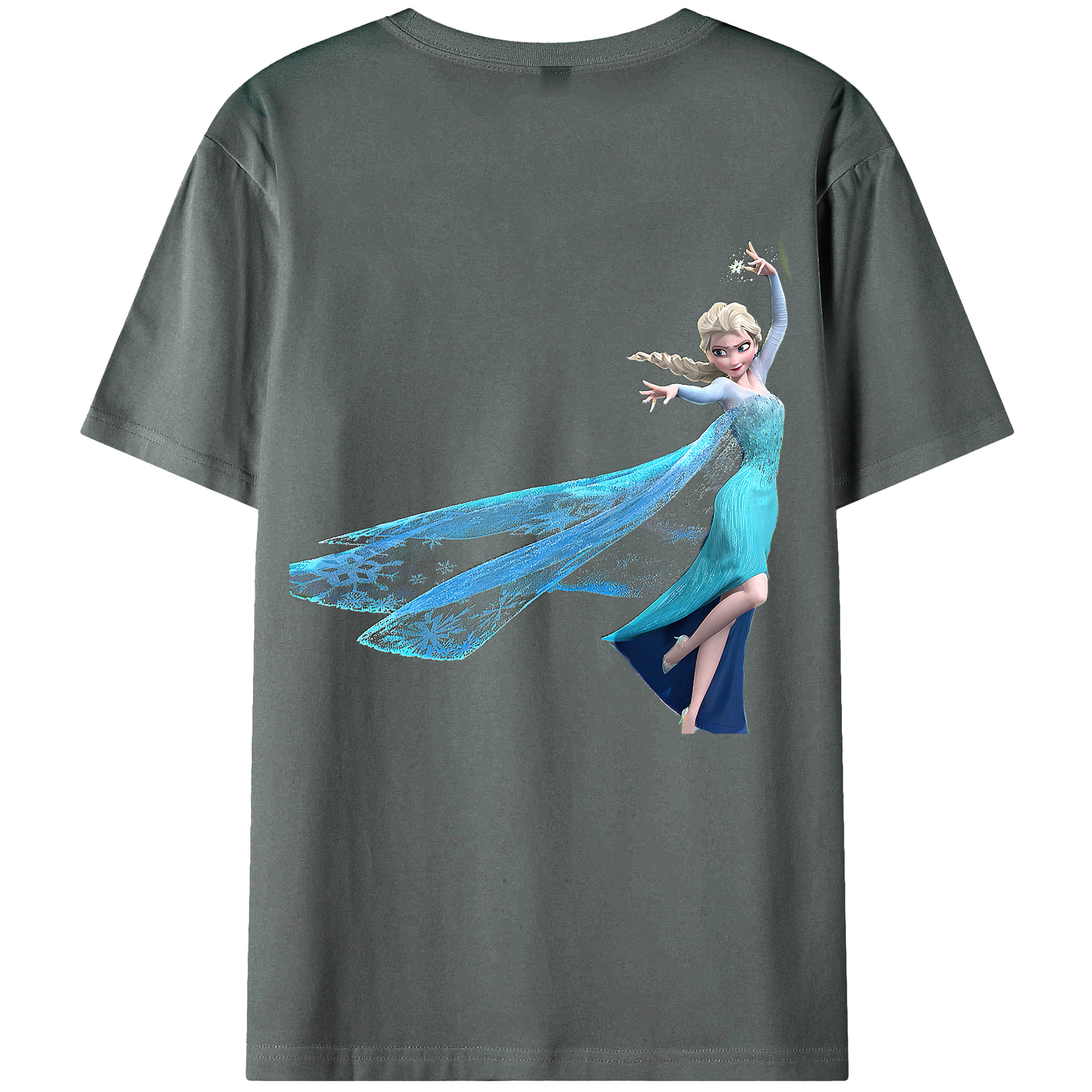 （画像用） アナと雪の女王 アンナ エルサ Frozen Anna Elsa 綿100％ メンズ半袖Tシャツ（バックプリント） 通気性